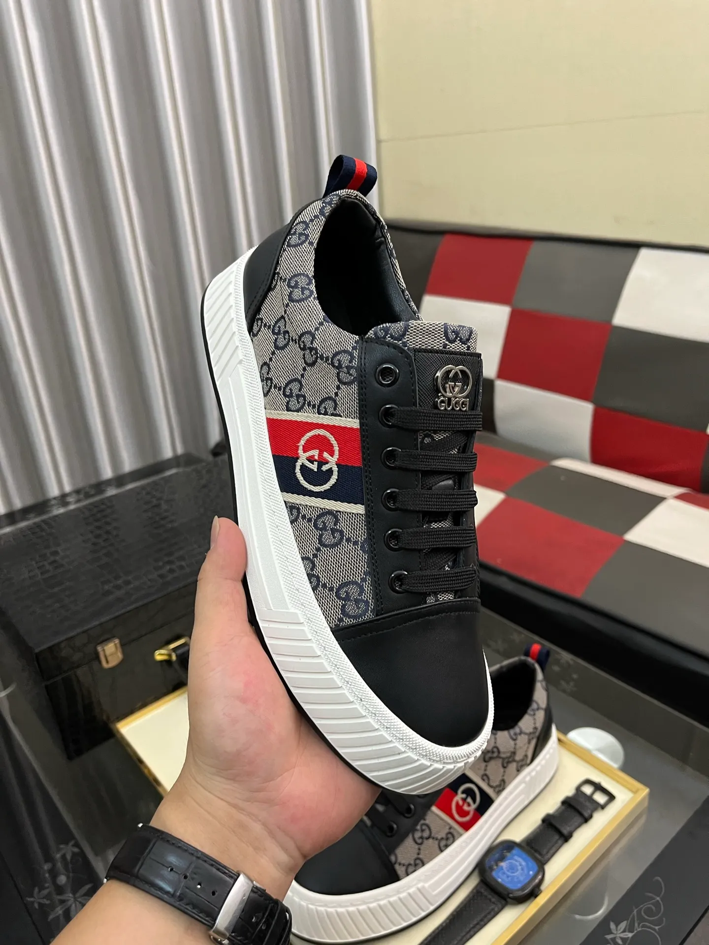 Men's shoes 💰400⌚️⌚️《GUCCI*》The latest hot-selling casual shoes, top brand [seduce] luxury~purchase, top~quality. [Strong] The upper is made of imported breathable cowhide stitching fabric material ➕ Breathable sheepskin feet (•) Fine workmanship. Code number: 38-442️⃣Colors available